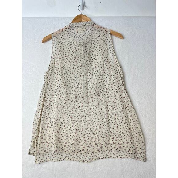 Denim & Supply Ralph Lauren Sheer Rosebud Tie Bow Blouse Prairie Cottage sz L - Picture 4 of 8